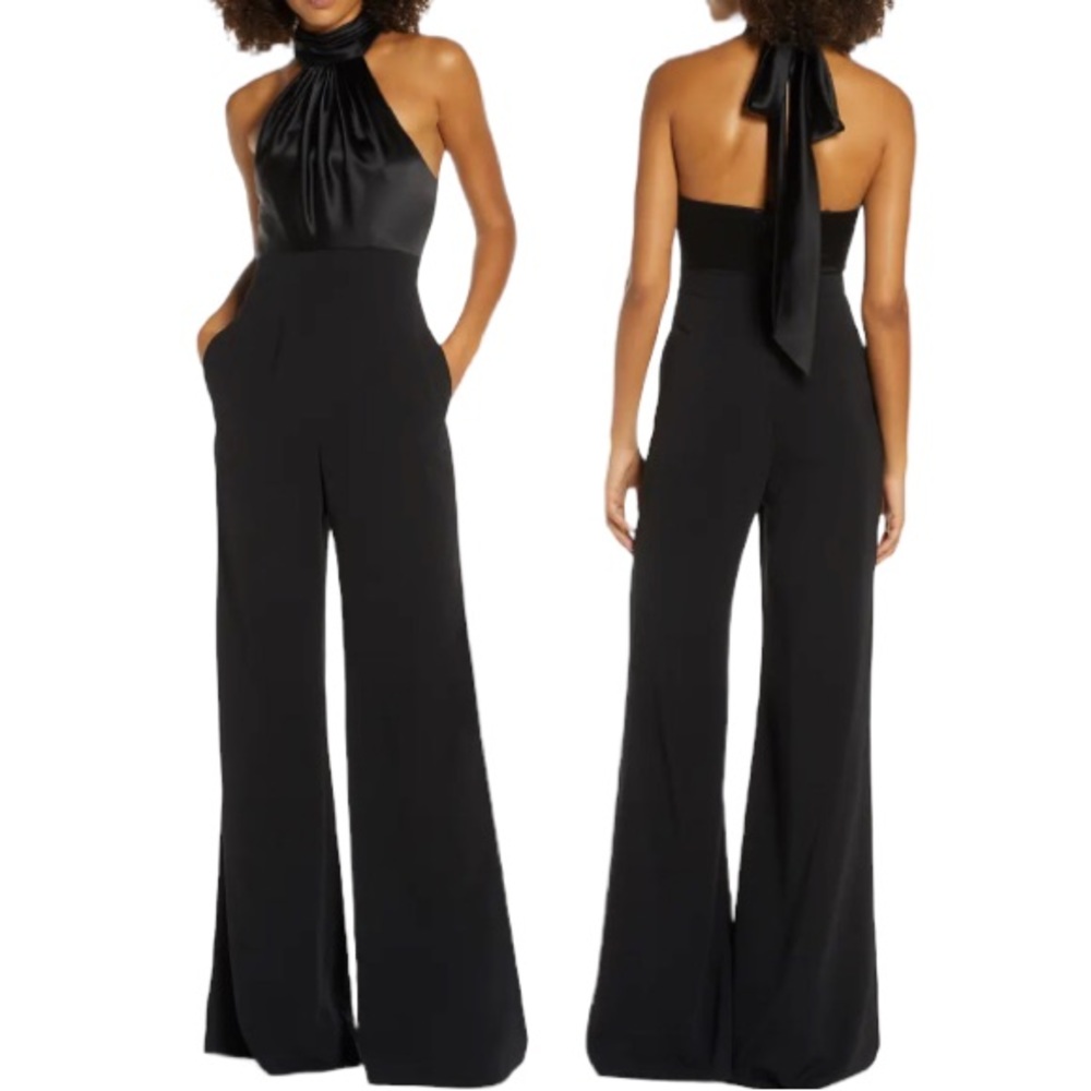 Jill Jill Stuart Bow Back Halter Top Wide Leg Jumpsuit